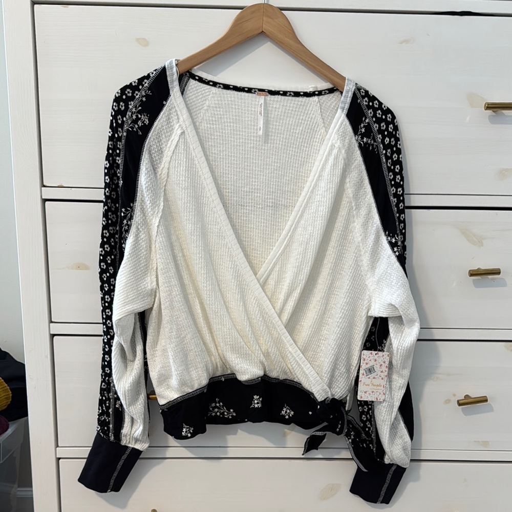 NWT Free People Auxton Thermal Tie Waist Top - Picture 3 of 7